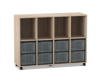 Flexeo® Regal 4 Reihen 8 grosse Boxen 4 Fächer oben