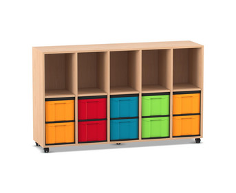 Flexeo® Regal 5 Reihen 10 grosse Boxen 5 Fächer oben