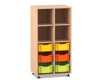 Flexeo® Regal PRO 2 Reihen 6 Boxen Gr M 4 Fächer oben