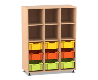 Flexeo® Regal PRO 3 Reihen 9 Boxen Gr M 6 Fächer oben