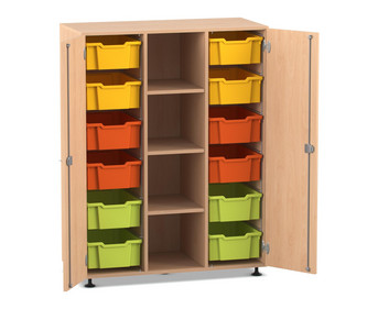 Flexeo® Regalschrank PRO 3 Reihen 12 Boxen Gr M 4 Fächer mittig