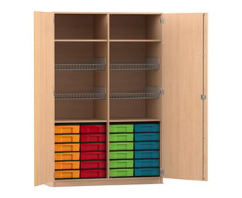 Flexeo® Sportschrank 4 Gitterkörbe 24 kleinen Boxen