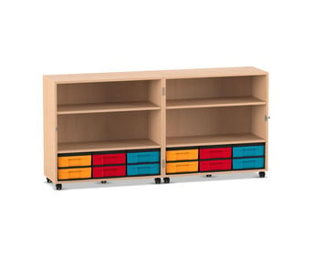 Flexeo® Klapp Wagen fahrbar 4 Fachböden 12 kleine Boxen