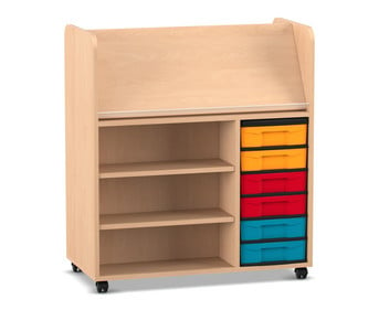 Flexeo® Bücherwagen fahrbar beidseitig 6 kleine Boxen