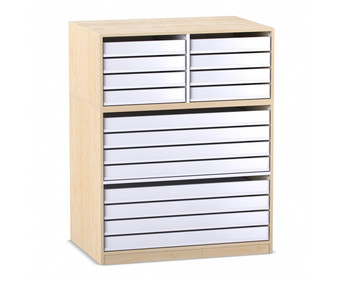 Flexeo® Papier und Bilderschrank 8 grosse Auszüge 8 kleine Auszüge oben