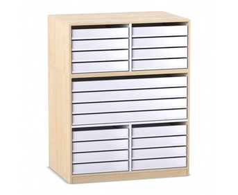 Flexeo® Papier und Bilderschrank 16 kleine Auszüge 4 grosse Auszüge mittig