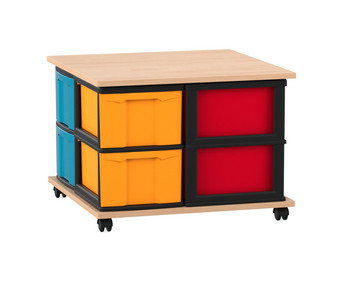 Flexeo® Fahrbares Containersystem mit Ablage 8 grosse Boxen
