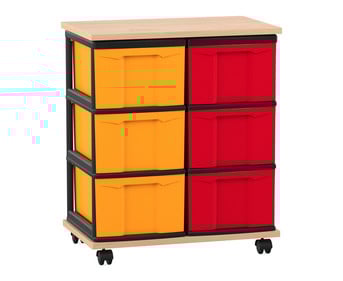 Flexeo® Fahrbares Containersystem mit Ablage 6 grosse Boxen