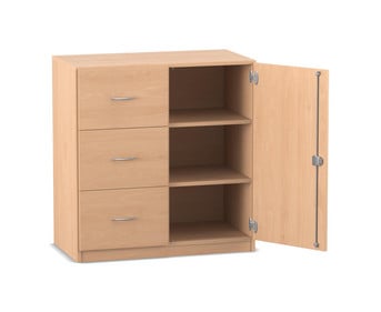 Flexeo® Schrank 3 grossen Schubladen 3 Fächer rechts 1 Tür Breite 94 4 cm