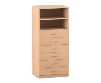 Flexeo® Schrank 6 kleine Schubladen 2 Fächer Breite 64 1 cm