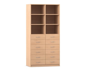 Flexeo® Schrank 12 kleine Schubladen 6 Fächer Mittelwand Breite 94 4 cm