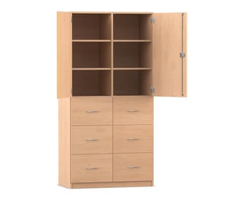 Flexeo® Schrank 6 grosse Schubladen 6 Fächer 2 Türen Breite 94 4 cm