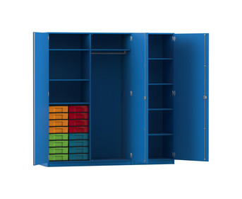 Flexeo® Schrankwand 16 kleine Boxen Garderobenstange 9 Fächer