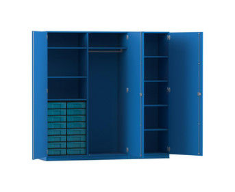 Flexeo® Schrankwand 16 kleine Boxen Garderobenstange 9 Fächer