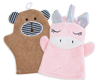 Betzold Waschhandschuh Set (Teddy und Einhorn)
