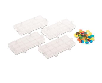 Zehner Sortierrahmen transparent mit bunten Chips
