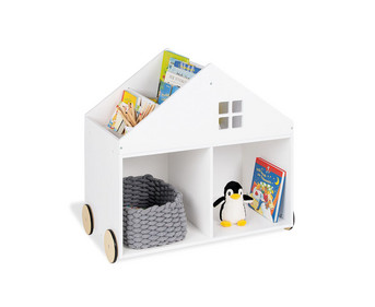 Pinolino Kinderbücherregal Haus mit Rollen weiss