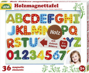 LENA® Holzmagnettafel mit Buchstaben und Zahlen