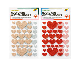 folia Moosgummi Glitzer Sticker Herz 50 Stück