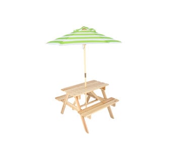 Esschert Design Kinder Picknicktisch mit Sonnenschirm