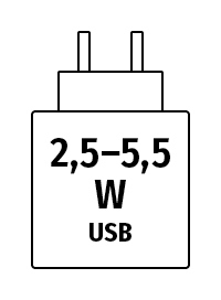 Netzstecker 2,5 – 5,5 W USB