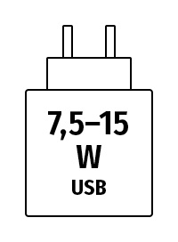 Netzstecker 7,5 - 15 W USB